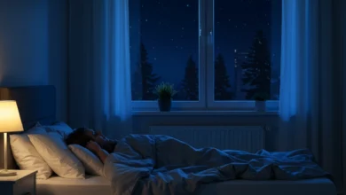 Leitor descansando profundamente em quarto aconchegante para dormir melhor