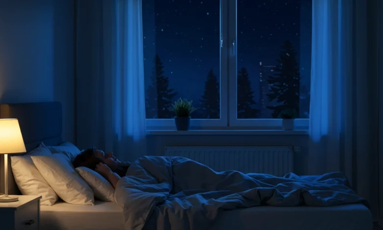 Leitor descansando profundamente em quarto aconchegante para dormir melhor